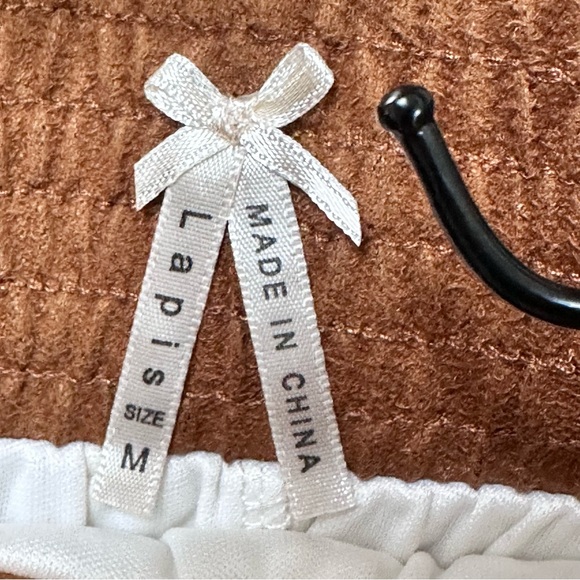 Lapis White Lace Maxi Skirt with Brown Waistband - Picture 7 of 15